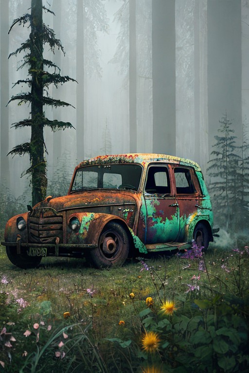 car in the woods from the specialty collection