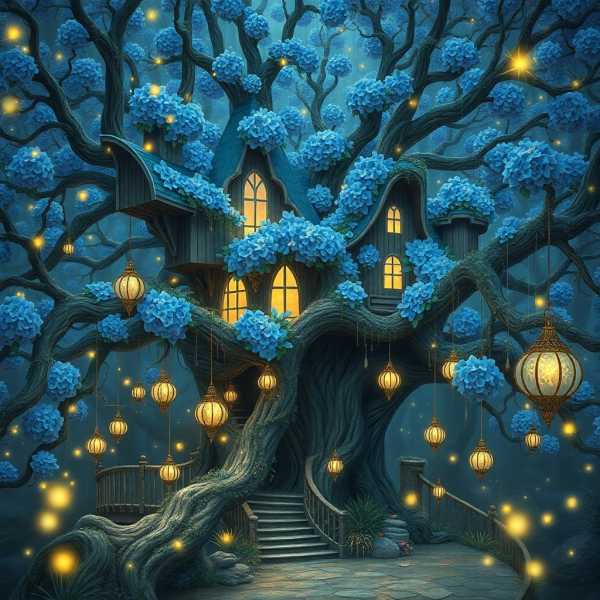 alt="the blue tree house"