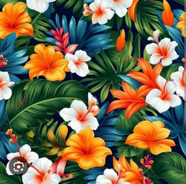 alt="flowers background sticker, orange white"