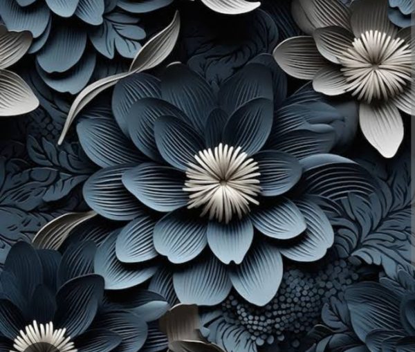 alt="Black paper cut out flower, flowers collection"