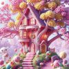 alt="candy coloured treehouse"