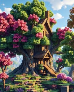 alt="Minecraft- fish-tank-tree-house"