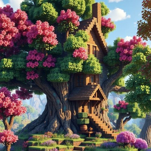 alt="Minecraft- fish-tank-tree-house"