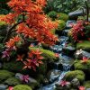 alt="specialty collection, orange bonsai tree with a stream running through it.