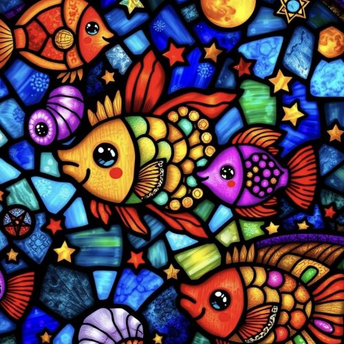 Stain Glass Window Red and Yellow Background Decal