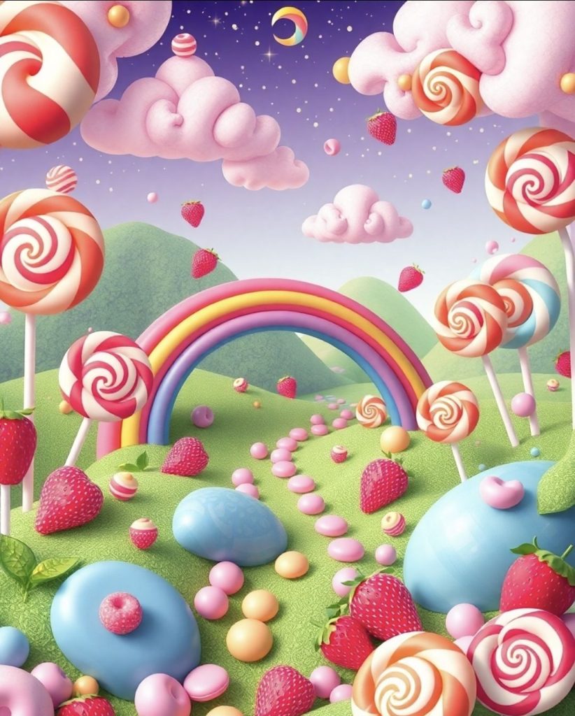 alt = "rainbow and lolly pops, fairy tale collection"