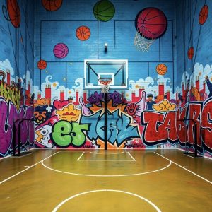 alt="basketball and graffiti background sticker"