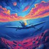 alt="pink sunset plane under the sea"