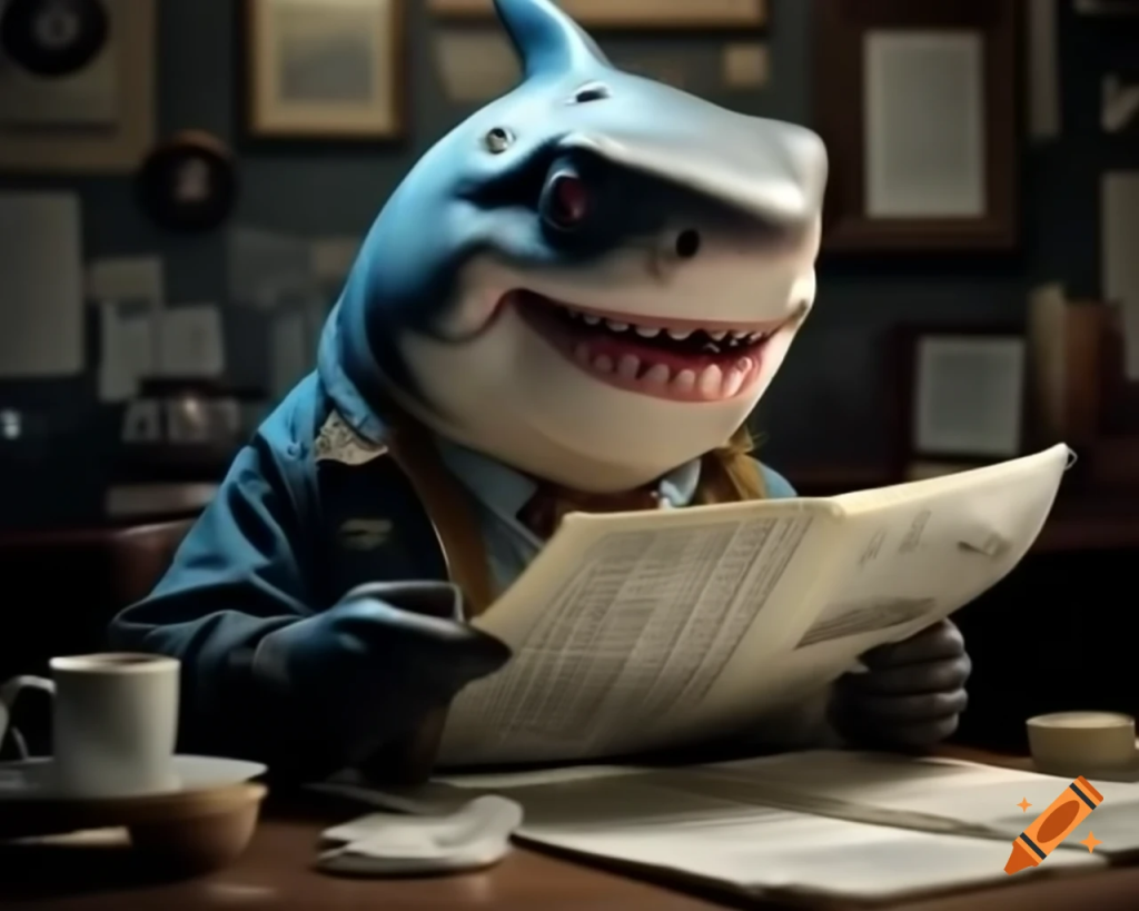 alt="sharks are friends not food from nemo style scene"