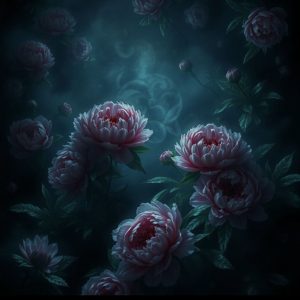 alt="Pink Peony's in a fog"