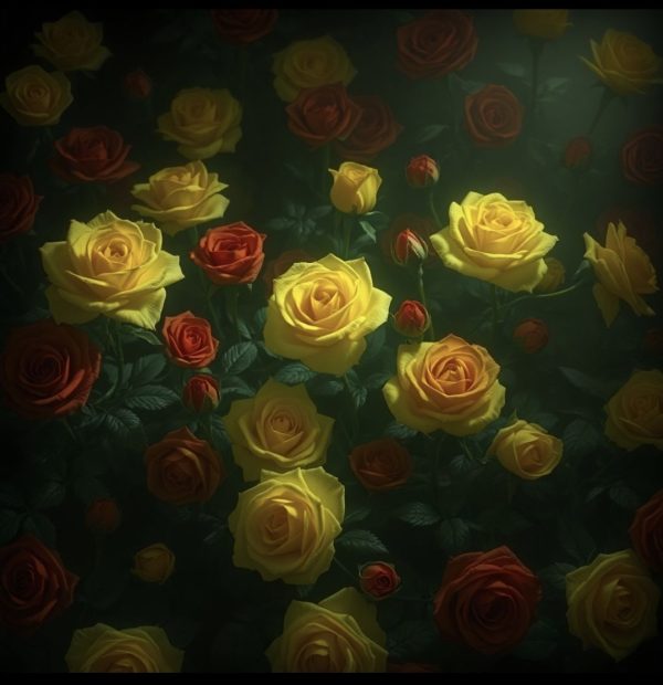 alt="yellow and pink roses"