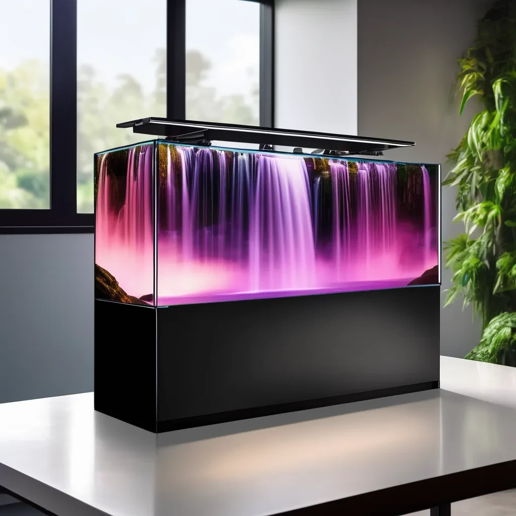 alt="purple background of waterfalls for fish tank"