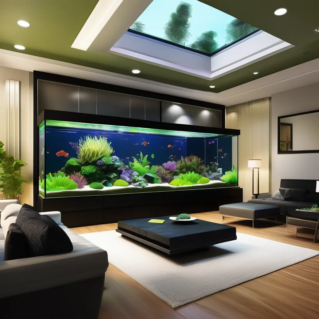 alt="living room fish tank style"