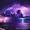 alt = "static vinyl aquarium backgrounds in Purple electric storm over the ocean"