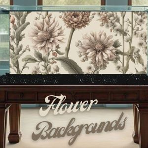 alt="black white and grey flowers on a white background, used as a background image on a fish tank"