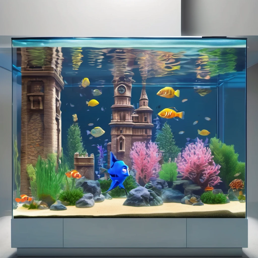 alt = "castle with stone ornamet in aquarium"