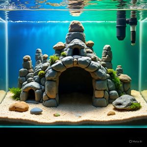 rock cave aquarium a cave made from rocks, a hideaway for fish