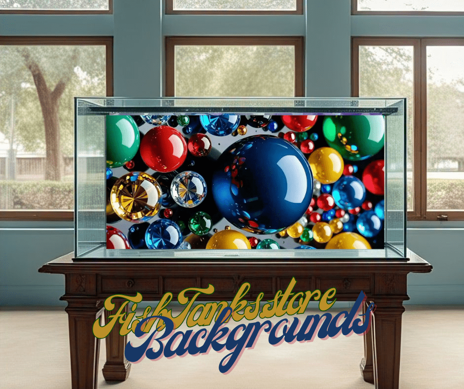 Fish Tank Background Pops like 3D Marbles in primary colours