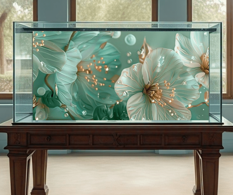 fish tank background paper hopeless when compared to this stunning ice green static vinyl aquarium background