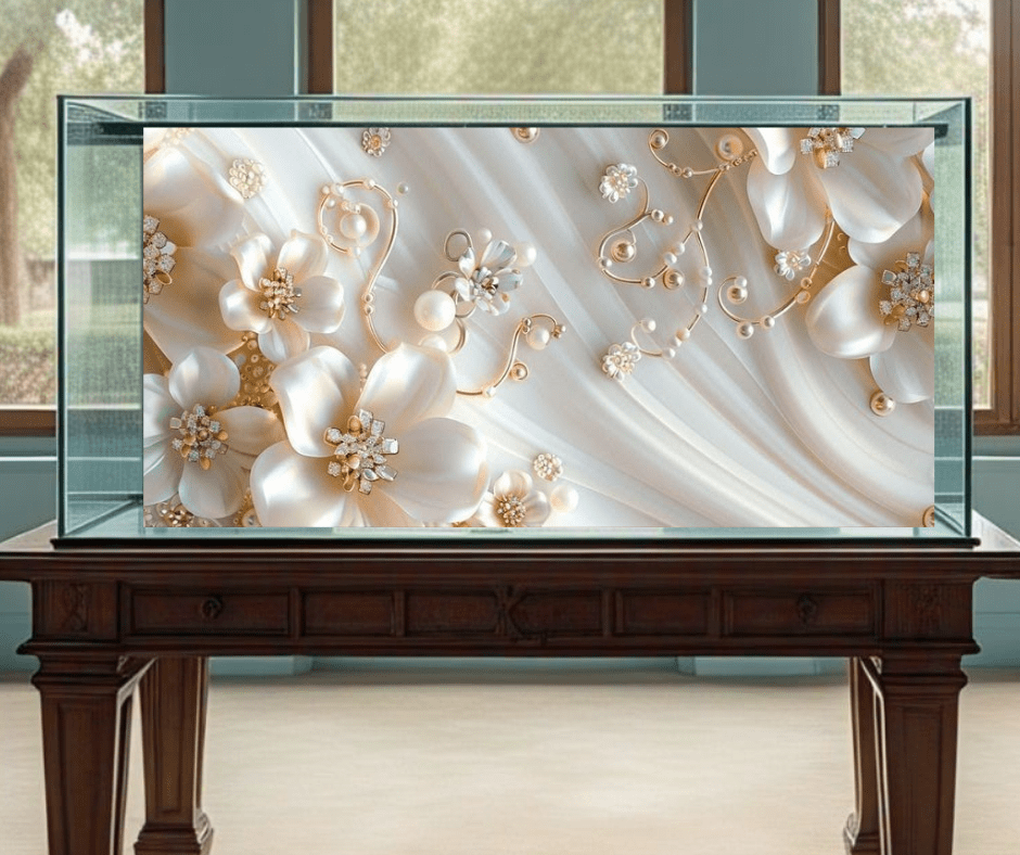 White silk pearls fish tank background White silk pearls fish tank background