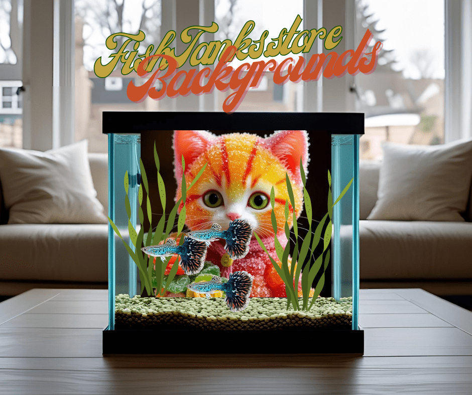 custom aquarium background lolly kitten for Betta tank