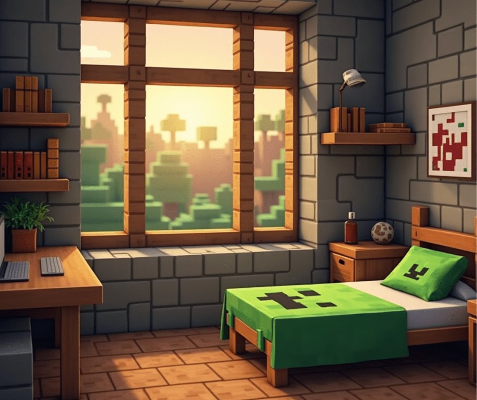 minecraft style bedroom fish tank background ideas