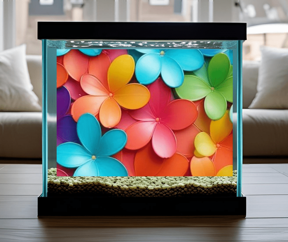fish aquarium decor flowers 3d design decoration