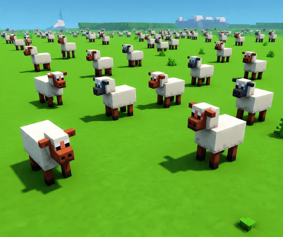 minecraft style sheep background
