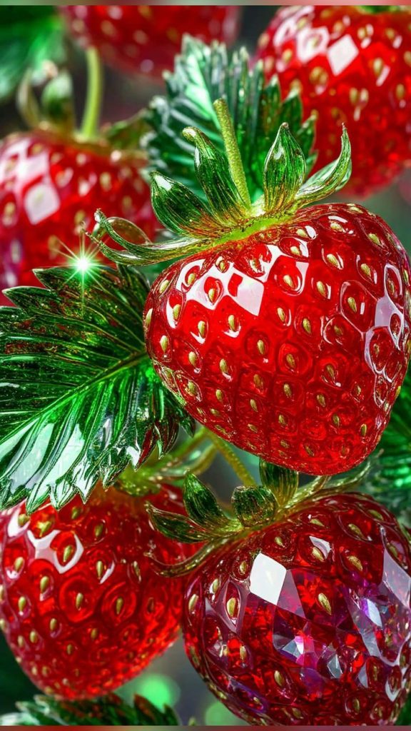 alt':fish tank background sticker of beautiful lush strawberries"