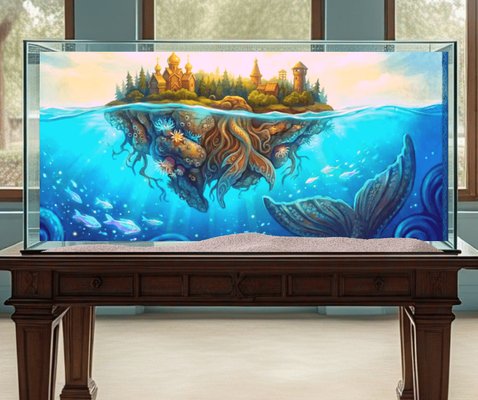 How to decorate an aquarium with substrate and a static vinyl background