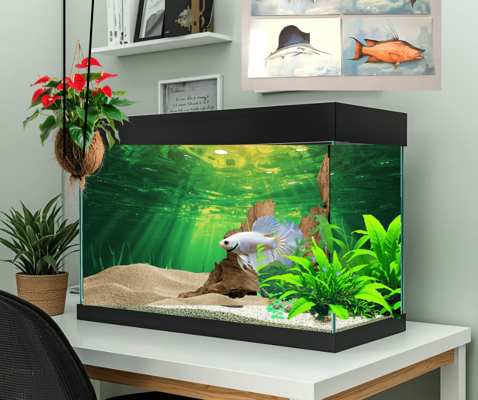 guys dorm room after aquarium makeover