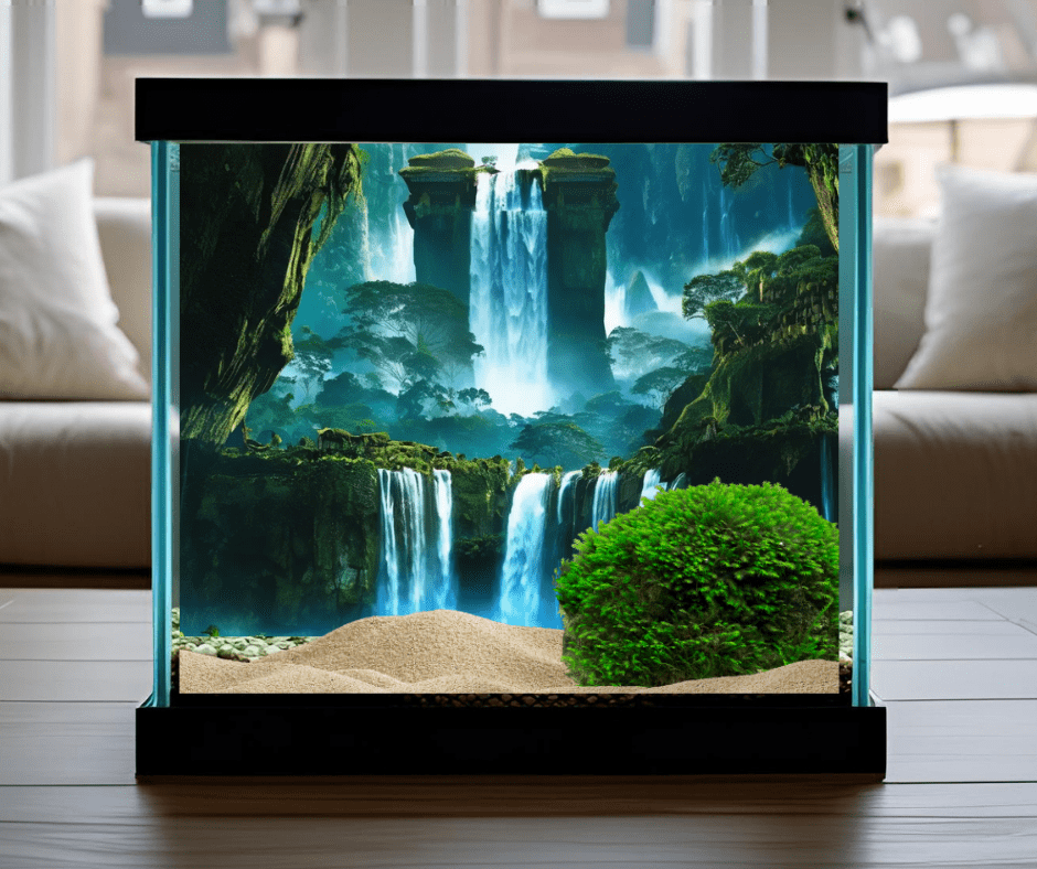 Avatar waterfalls aquarium background mock-up